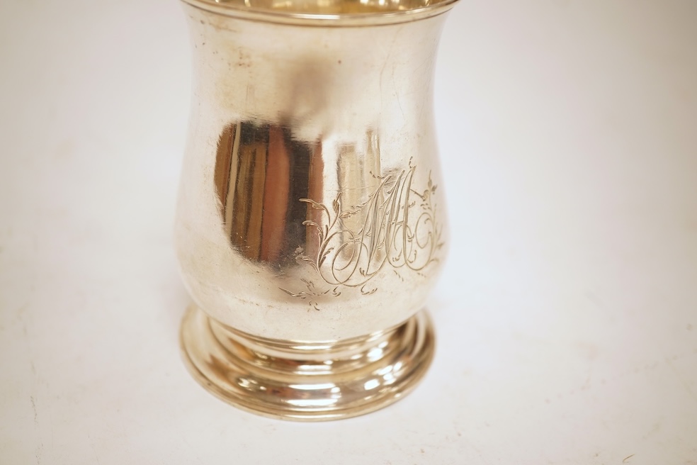 A George III silver baluster mug, by John Payne, London, 1771, height 10.2cm, 7oz.